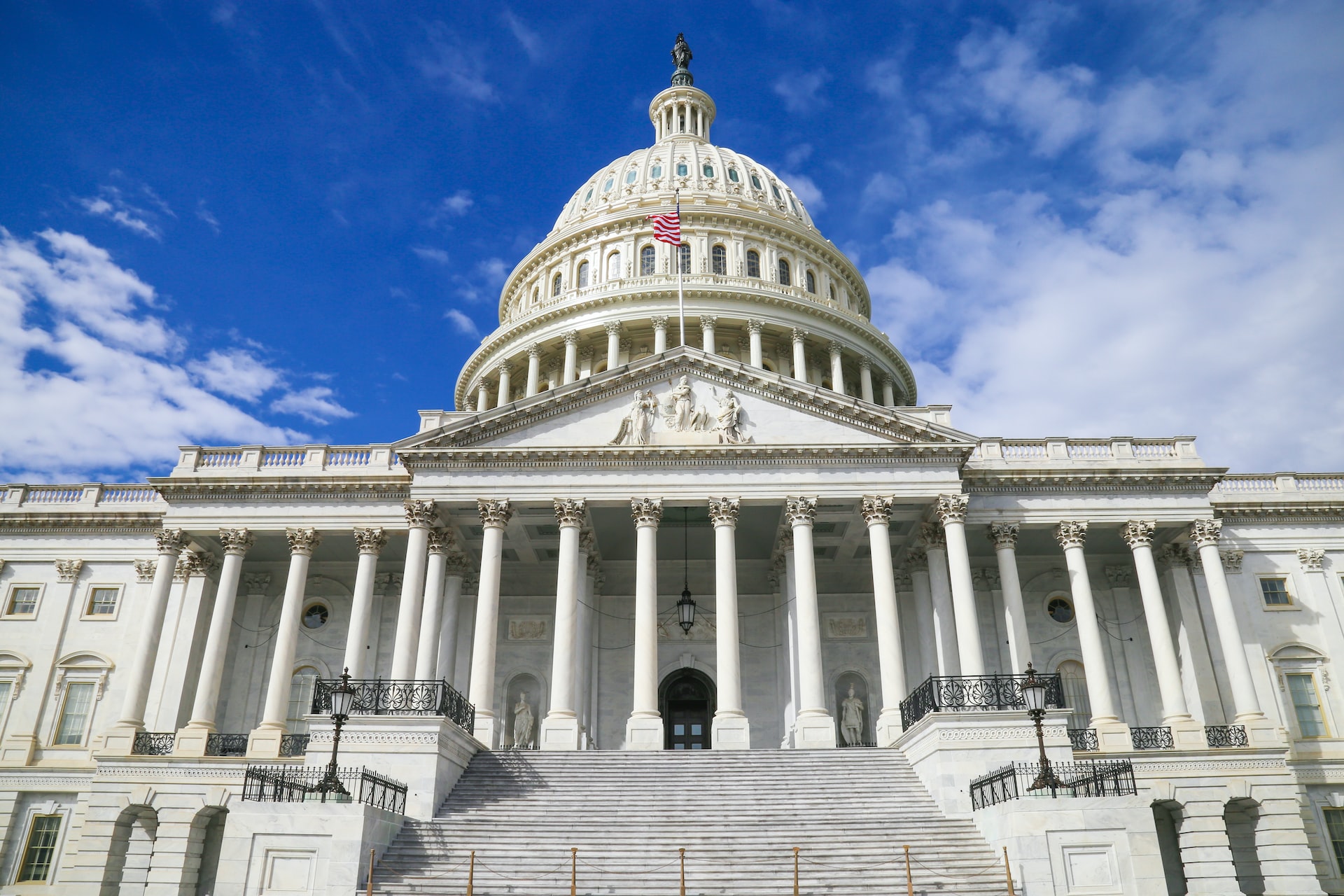 Image of the US Capitol building from below.