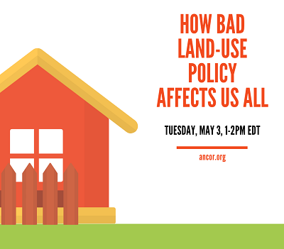 Illustration of house with floating text reading 'How Bad Land-Use Policy Affects Us All'