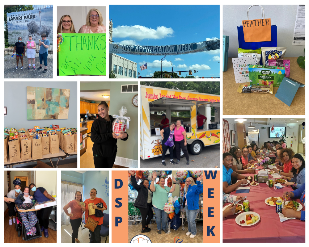 A collage of Direct Support Professional Recognition Week celebrations from around the country