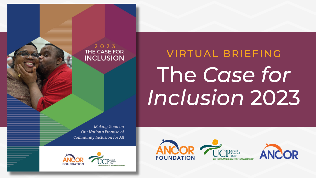 Cover page of the Case for Inclusion 2023 next to text that reads Virtual Briefing.