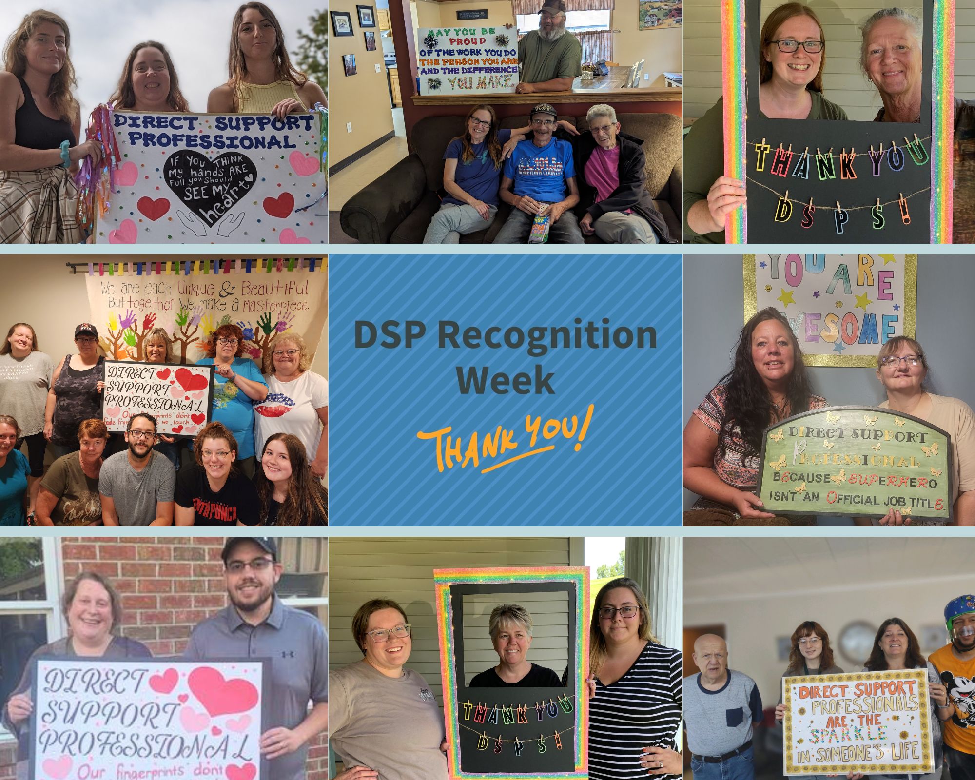 DSPs holding handwritten appreciation signs