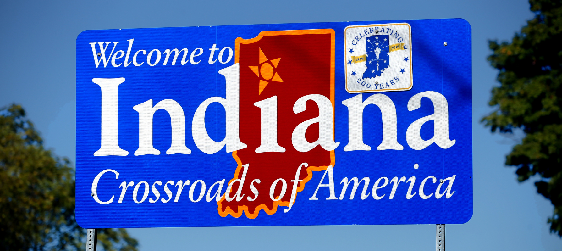 welcome sign for state of Indiana