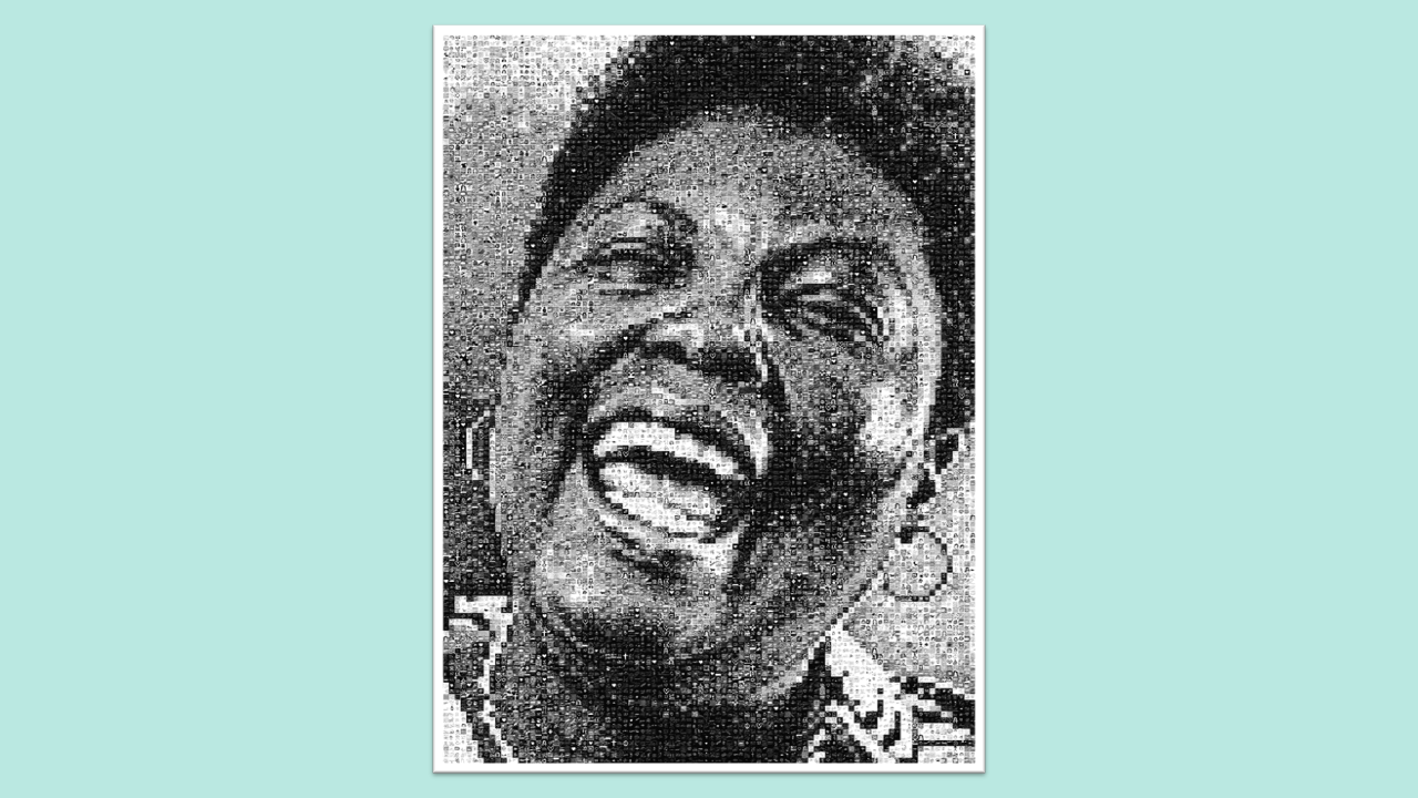 Collage artwork of a smiling Lois Curtis, made by attendees of ANCOR's 2023 annual conference.