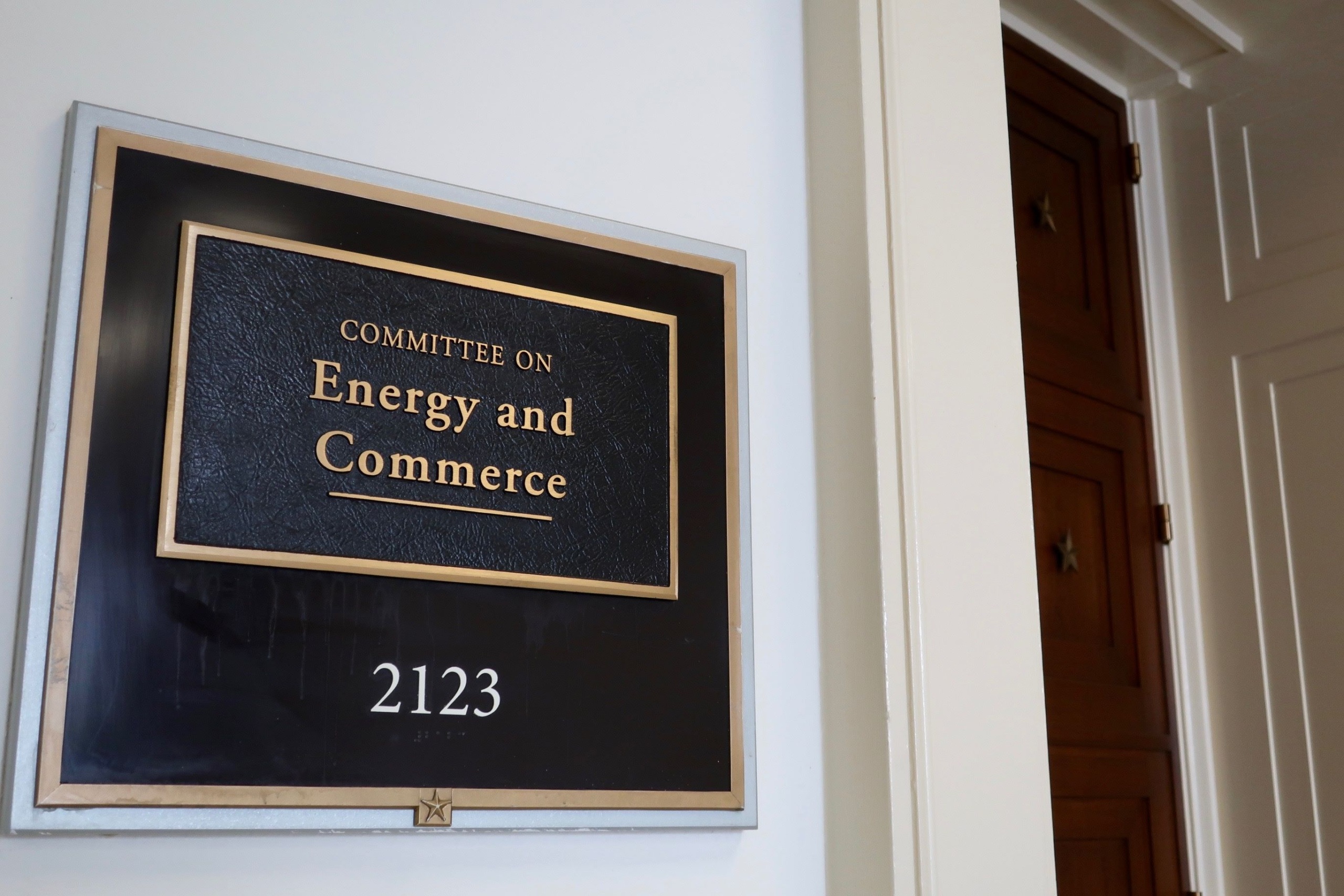 Meeting room placard for the U.S. House Energy & Commerce Committee