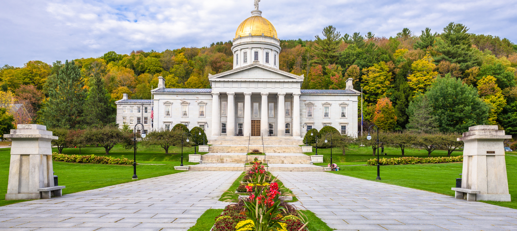view of the vermont state capitol in autum