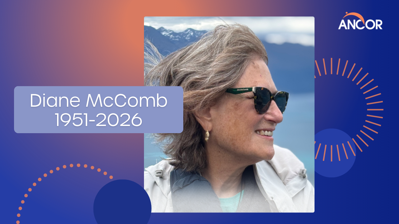 Diane McComb smiling, next to text that reads 1951-2026